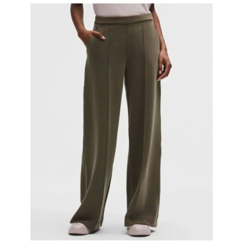 Lululemon Softstreme Pintuck High-Rise Wide-Leg Pant Olive Brown